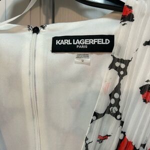 Karl Lagerfeld White Dress with Black and Red Patterns